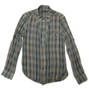 NICHOLAS K Womens Small Plaid Zipper Shirt Button